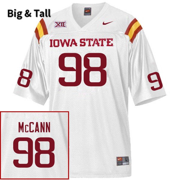 Iowa State Cyclones Men's #98 Trent McCann Nike NCAA Authentic White Big & Tall College Stitched Football Jersey AG42B03II